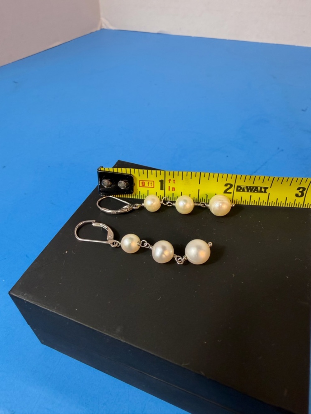 Pearl Drop Dangle Earrings 925 - Cream Pearls - Picture 5 of 5